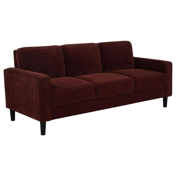 Ruth Rust Red 77-inch Fabric Upholstered Track Arm Sofa
