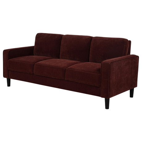 Ruth Rust Red 77-inch Fabric Upholstered Track Arm Sofa from Coaster - Luna Furniture