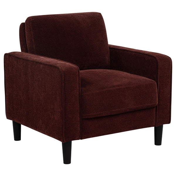 Ruth Rust Red Fabric Upholstered Track Arm Accent Chair