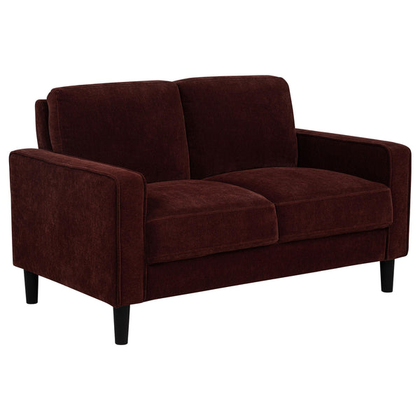 Ruth Rust Red Fabric Upholstered Track Arm Loveseat