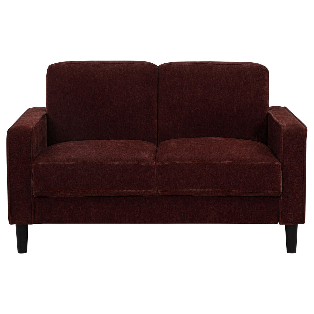 Ruth Rust Red Fabric Upholstered Track Arm Loveseat from Coaster - Luna Furniture