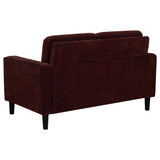 Ruth Rust Red Fabric Upholstered Track Arm Loveseat from Coaster - Luna Furniture