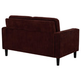 Ruth Rust Red Fabric Upholstered Track Arm Loveseat from Coaster - Luna Furniture