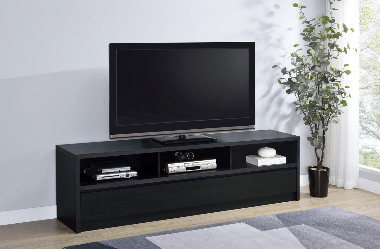Rutland Black 78-inch 3-Drawer TV Stand Media Console from Coaster - Luna Furniture