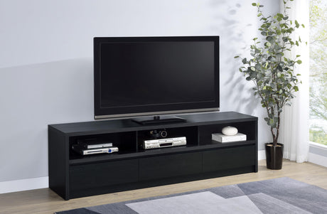 Rutland Black 78-inch 3-Drawer TV Stand Media Console from Coaster - Luna Furniture