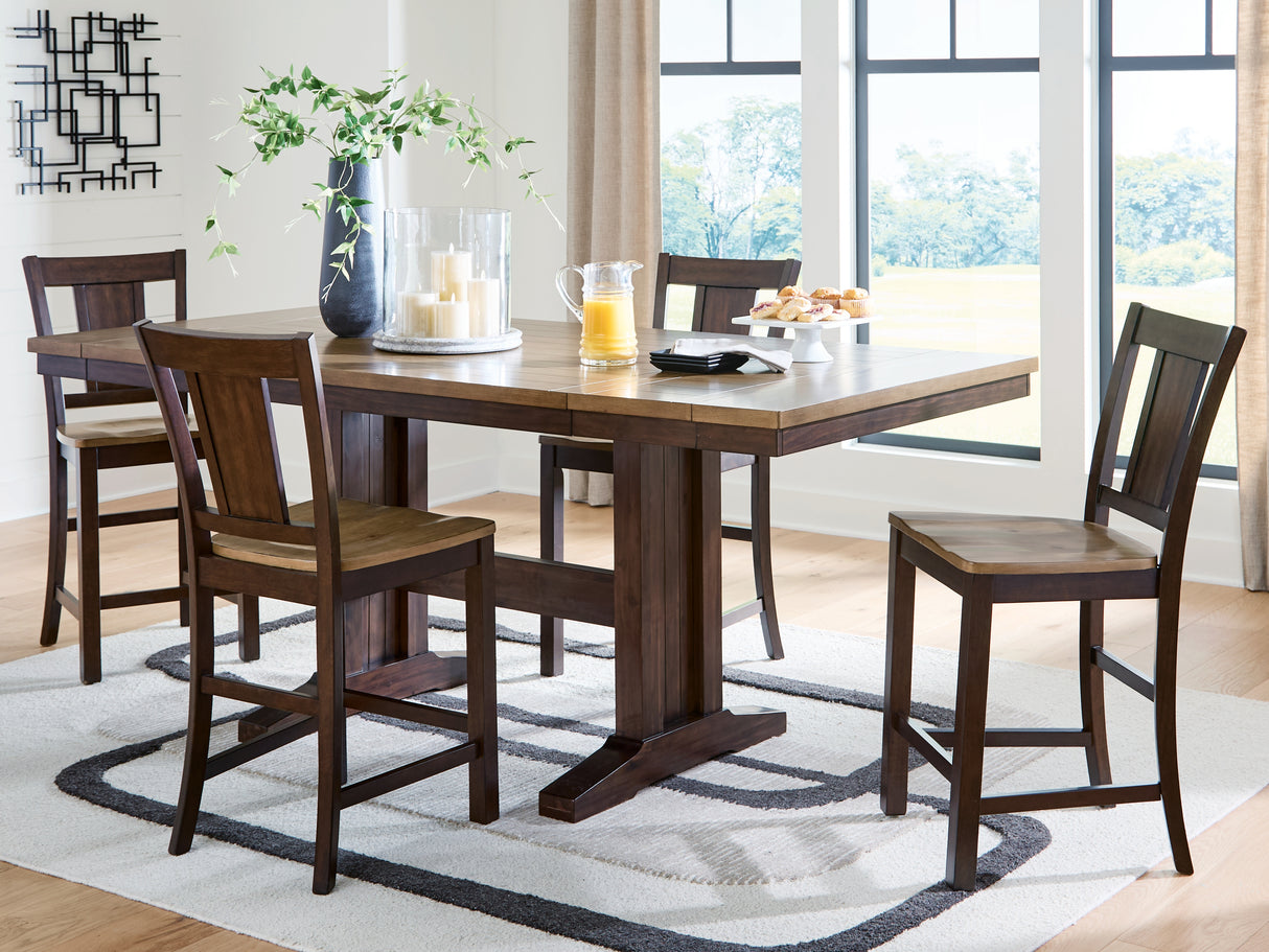 Rylandeen Counter Height Dining Table and 4 Barstools in Light Brown/Dark Brown from Ashley - Luna Furniture