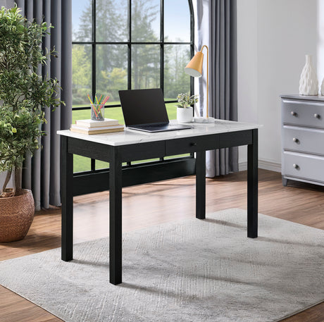 Rylee Black Faux Marble Top Office Desk from Crown Mark - Luna Furniture