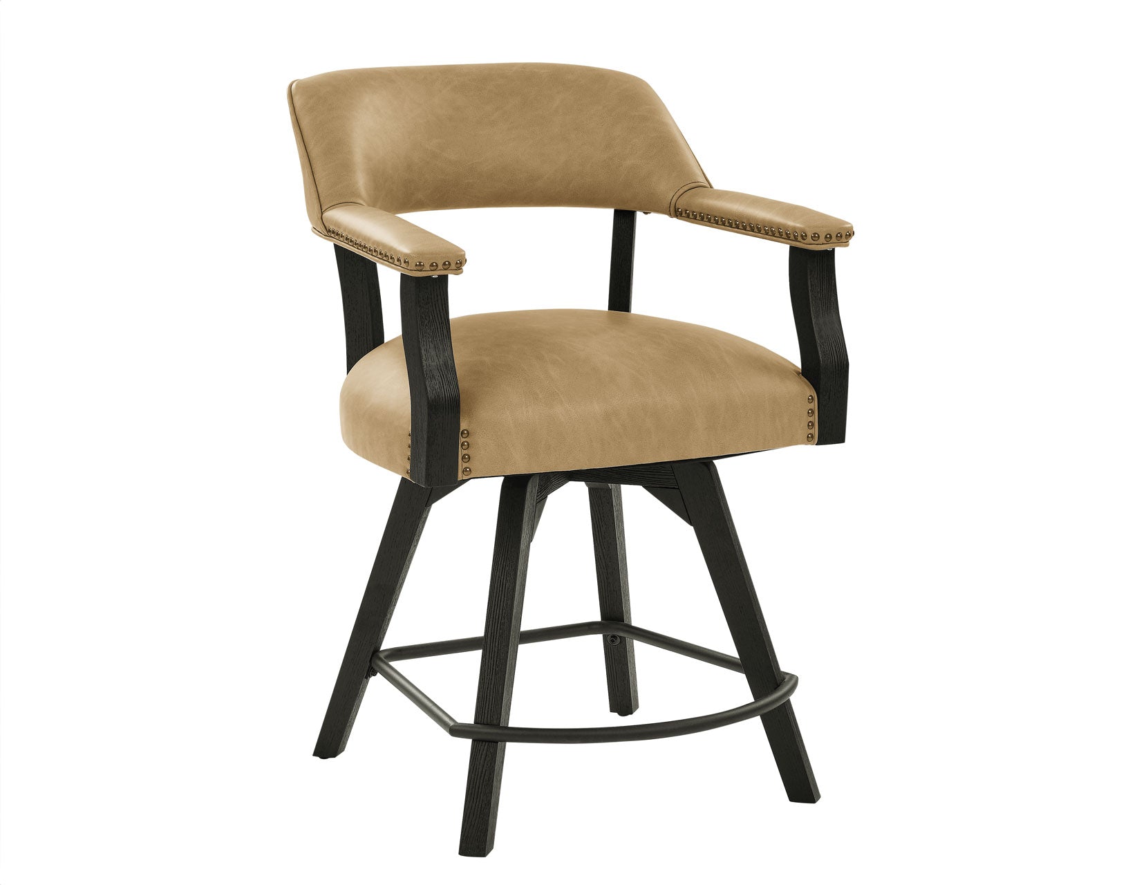 Rylie 24″ Counter Captains Chair, Black Finish with Sand Vegan