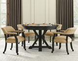 Rylie 48-inch Round Dining Table with Folding Game Top, Black Finish from Steve Silver - Luna Furniture