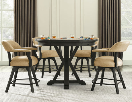 Rylie 6-PIece Counter Game Dining Set, Black Finish from Steve Silver - Luna Furniture