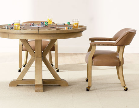 Rylie 6-Piece Game Dining Set, Natural Finish from Steve Silver - Luna Furniture