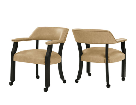 Rylie Captains Chair, Black Finish with Sand Vegan Leather from Steve Silver - Luna Furniture