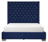 Franco Blue Velvet King Upholstered Bed from Homelegance - Luna Furniture
