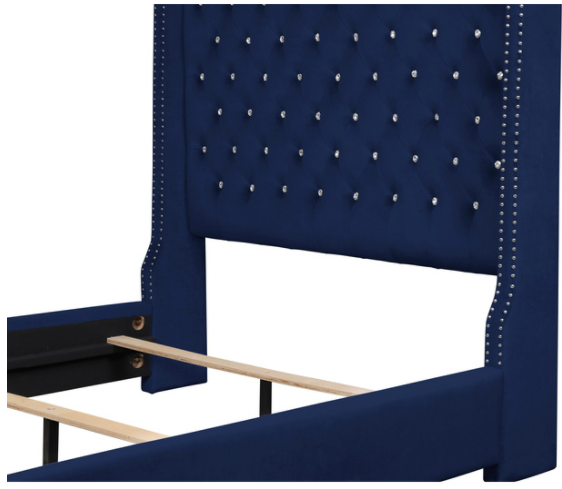 Franco Blue Velvet King Upholstered Bed from Homelegance - Luna Furniture