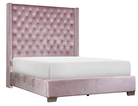 Franco Pink Velvet King Upholstered Bed from Homelegance - Luna Furniture