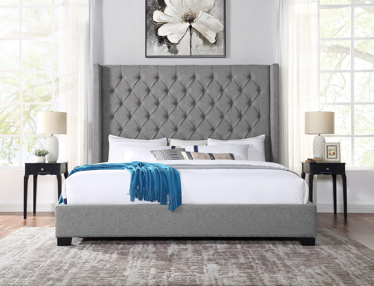 Melody Gray Queen Upholstered Bed from Homelegance - Luna Furniture