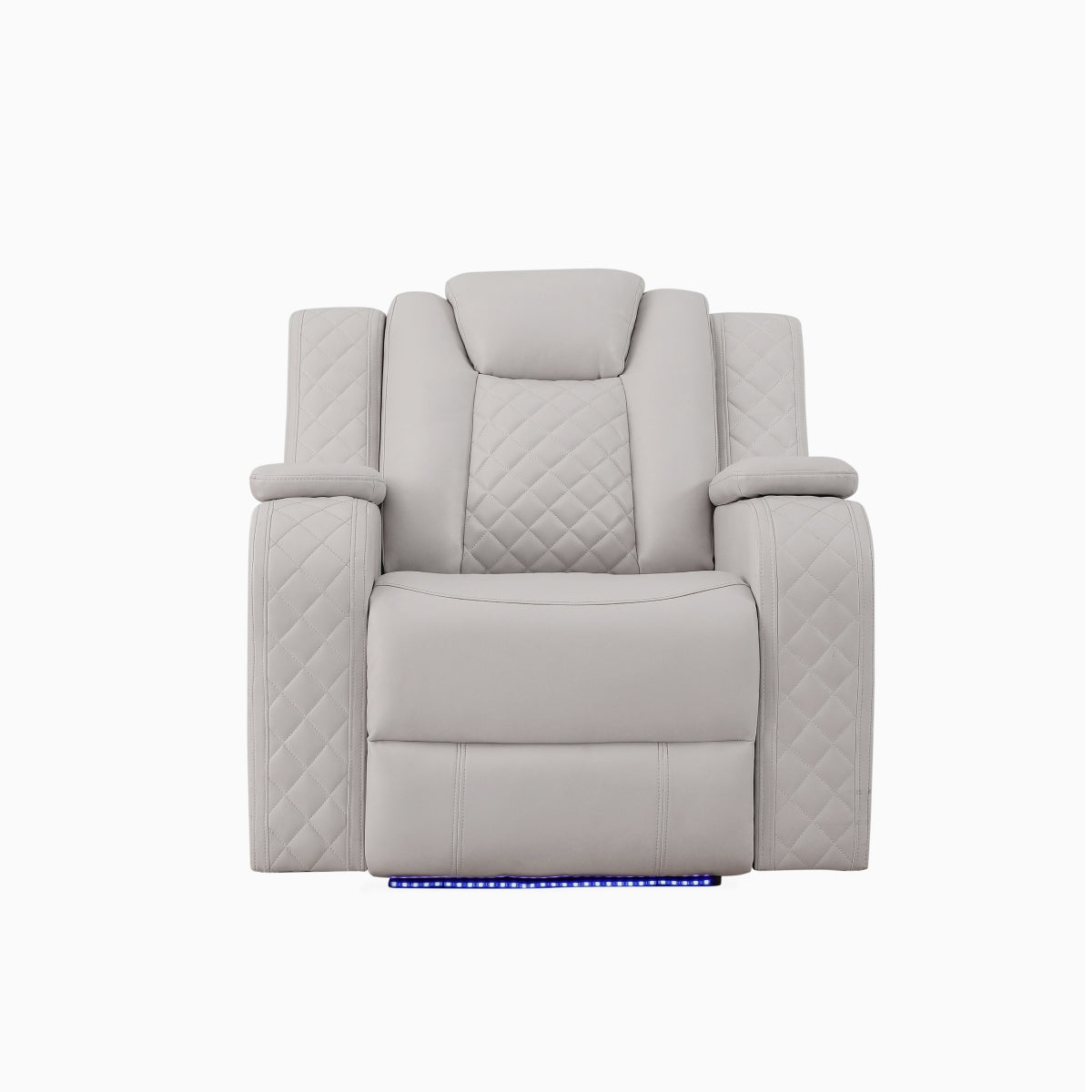 Radiant Gray/White Power Reclining Chair with Power Headrest, Led Light