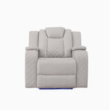 Radiant Gray/White Power Reclining Chair with Power Headrest, Led Light