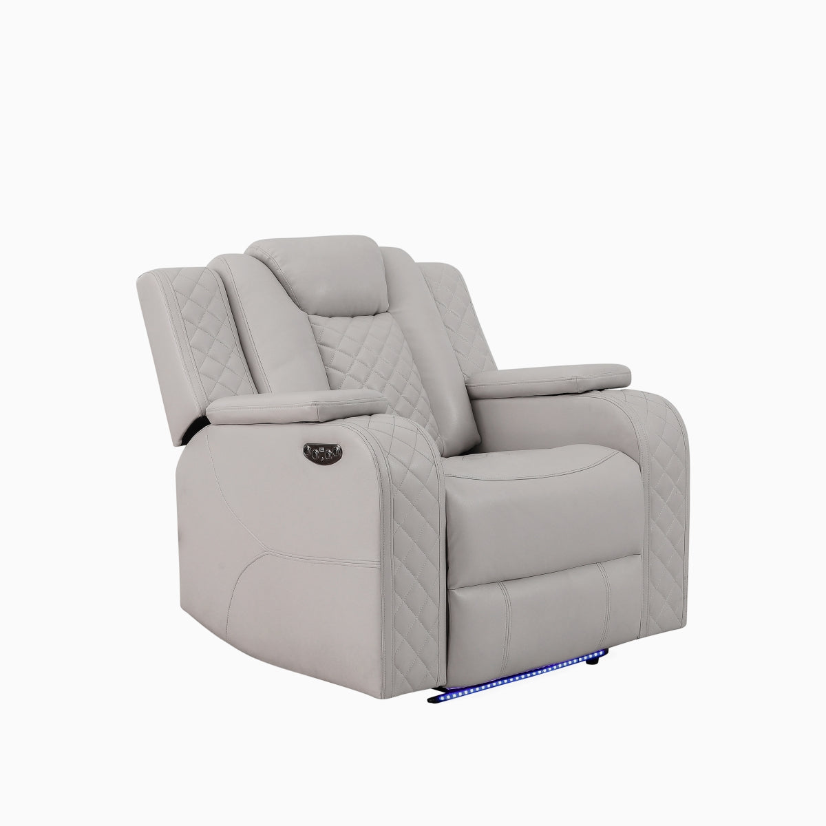 Radiant Gray/White Power Reclining Chair with Power Headrest, Led Light