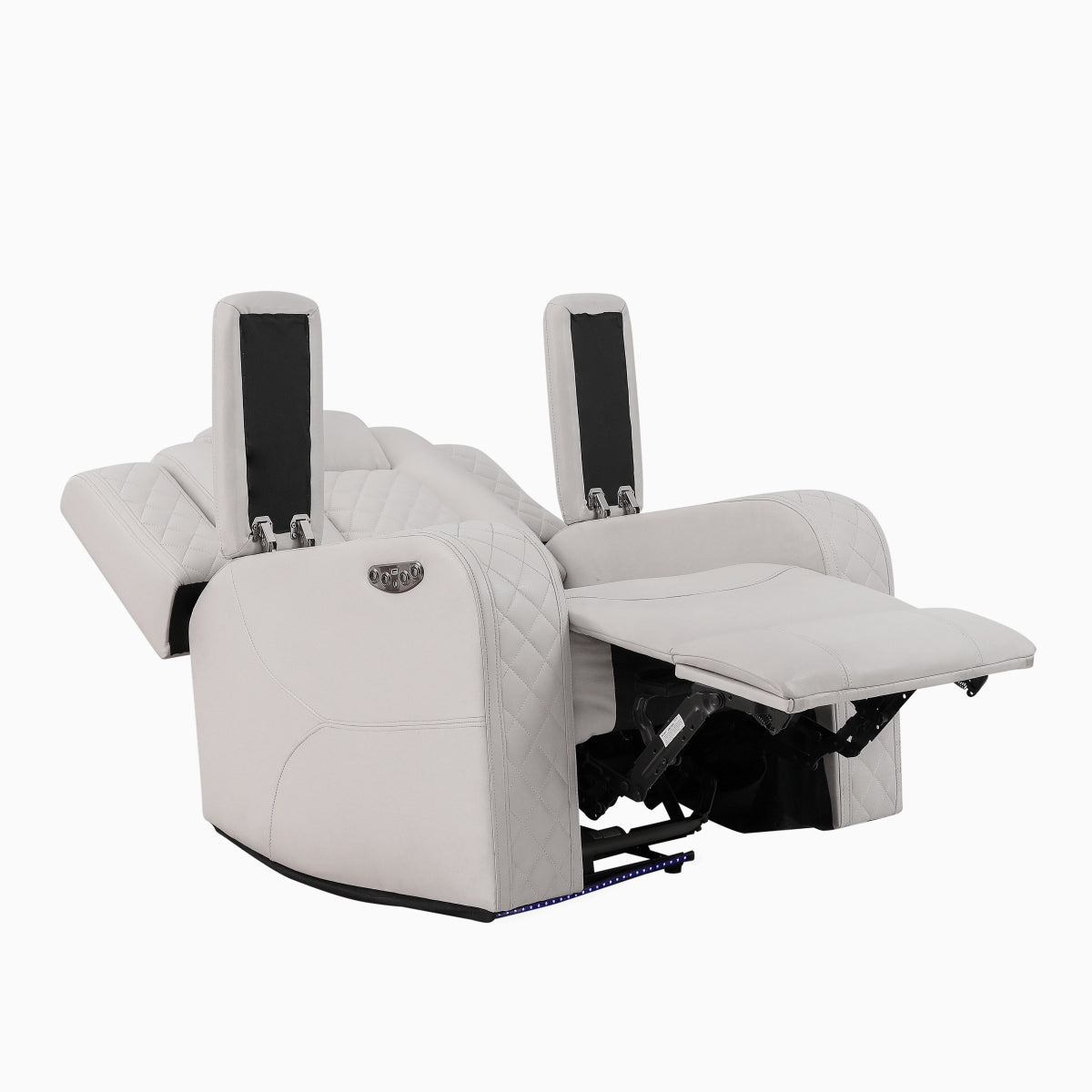 Radiant Gray/White Power Reclining Chair with Power Headrest, Led Light