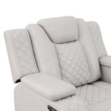 Radiant Gray/White Power Reclining Chair with Power Headrest, Led Light