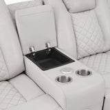 Radiant Gray/White Power Reclining Loveseat with Console, LED Lights and Speakers from Homelegance - Luna Furniture