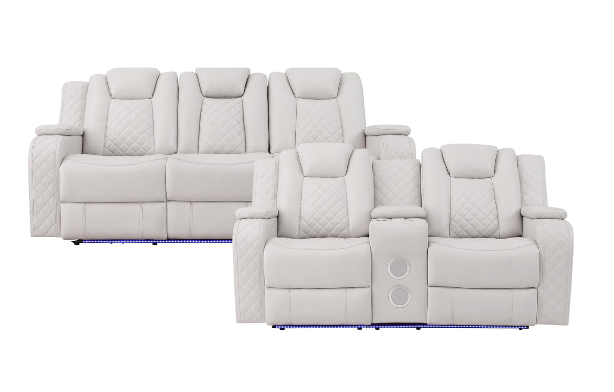 Radiant Gray/White 2-Piece Power Double Reclining Set from Homelegance - Luna Furniture