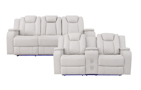 Radiant Gray/White 2-Piece Power Double Reclining Set from Homelegance - Luna Furniture