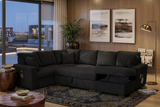SH9093BLK*SC 3 PC BLACK CORDUROY SECTIONAL from Homelegance - Luna Furniture