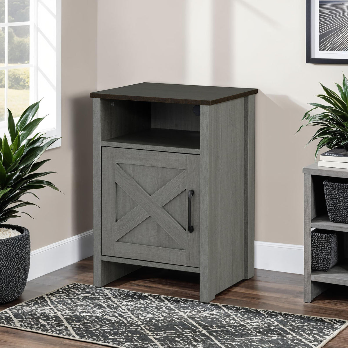 Garibaldi Brown/Gray Side Table from Furniture of America - Luna Furniture