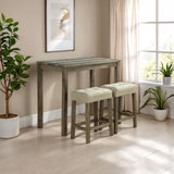 Adelaide Brown/Beige 3-piece dining table set, table with two stools, lifestyle view