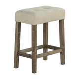 Adelaide Brown/Beige stool, beige tufted seat and brown wood base, front three-quarter view