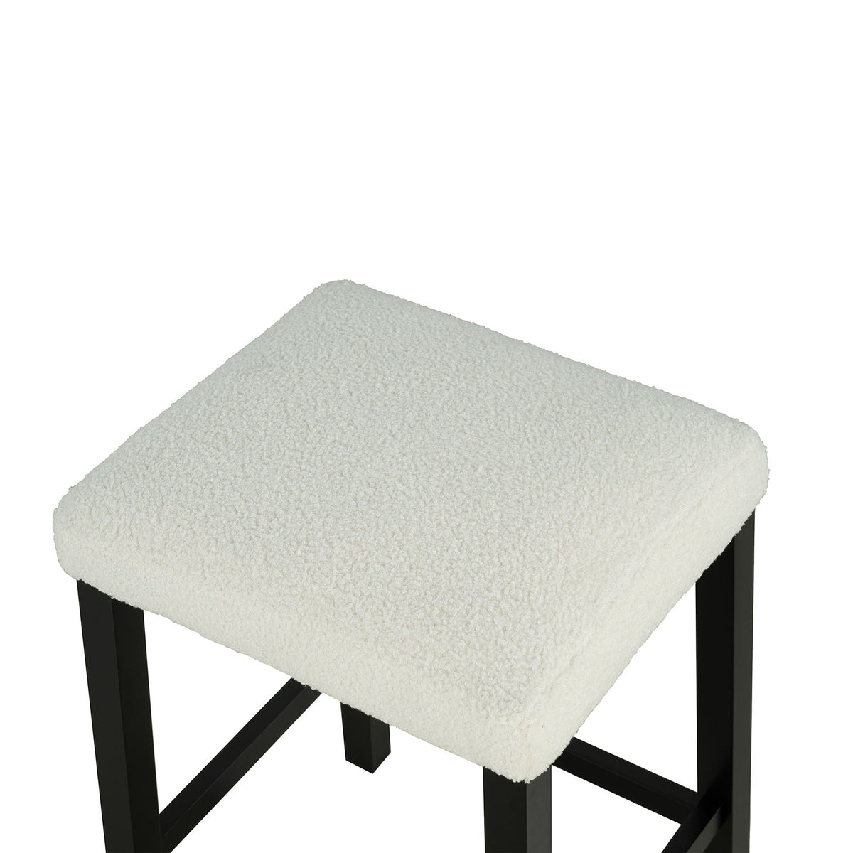 Chalcedony stool, ivory boucle cushion seat, top close-up