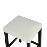 Chalcedony stool, ivory boucle cushion seat, top close-up