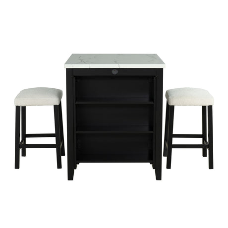 Chalcedony Black/White/Ivory 3-Piece Counter Height Dining Set from Furniture of America - Luna Furniture