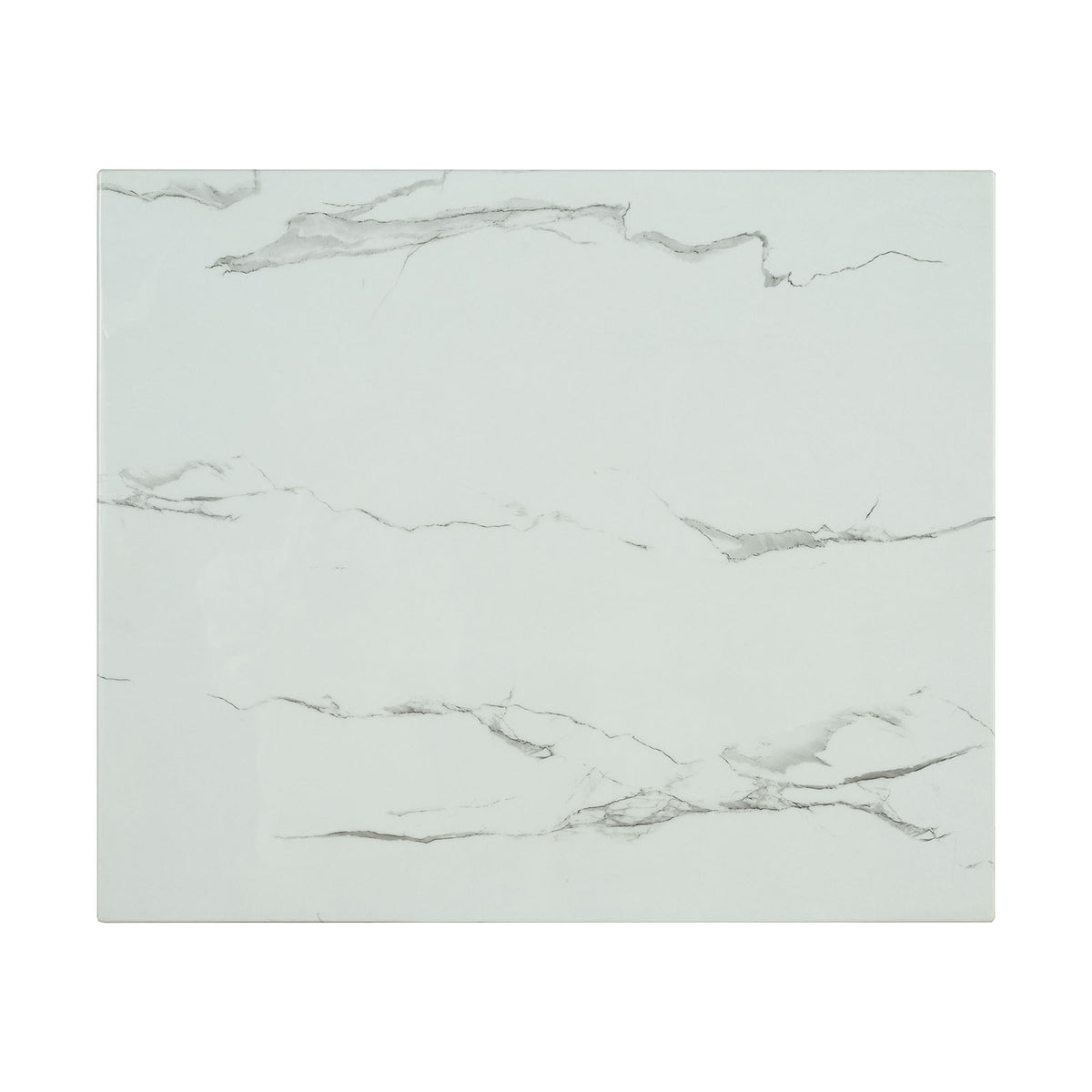 Chalcedony dining table, white marble-look top, overhead square view