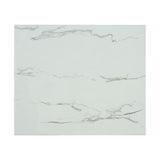 Chalcedony dining table, white marble-look top, overhead square view