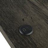 Ptolema Brown/Beige dining table USB charging port, dark wood grain close-up