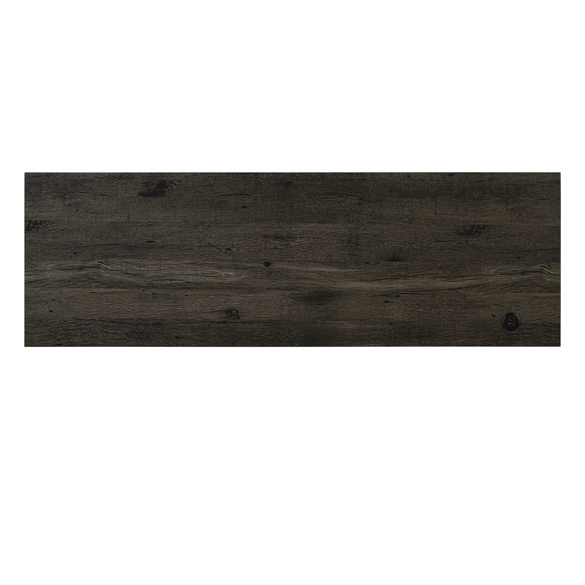 Ptolema Brown/Beige dining table top, dark brown wood grain, straight front view