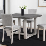 Sauro Gray dining table, rectangular dark gray top and trestle base, front view