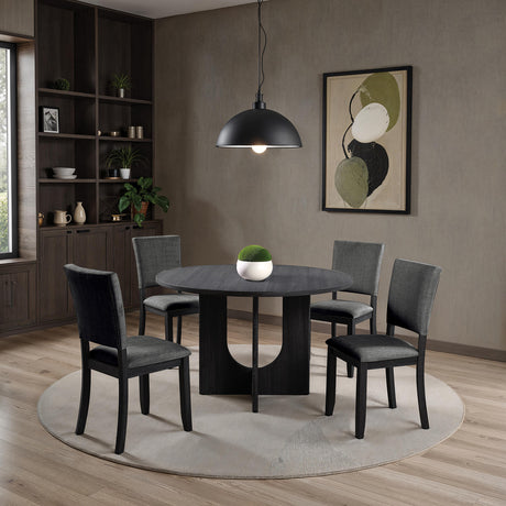 Oberto Dark Gray Round Dining Table from Furniture of America - Luna Furniture