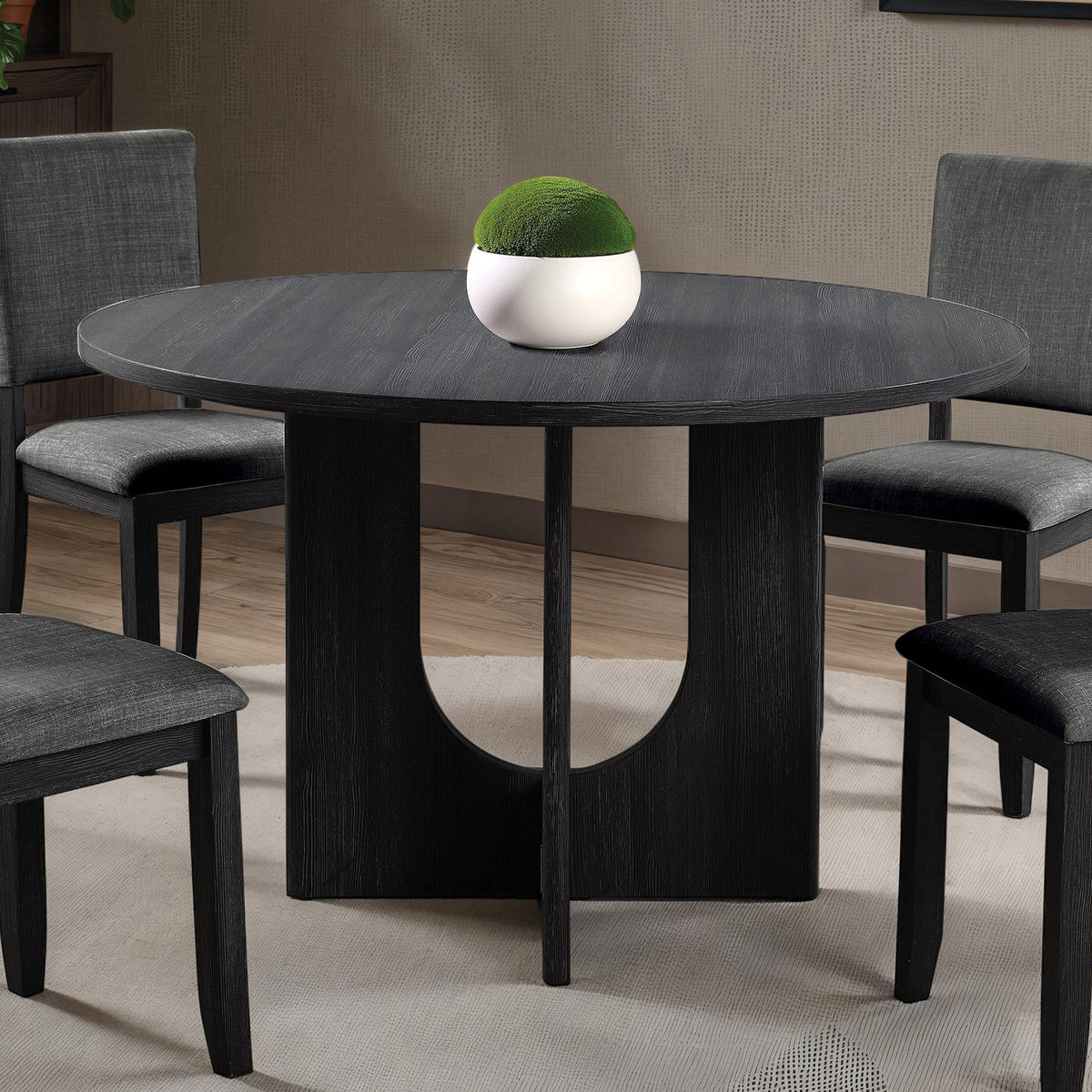 Oberto Dark Gray Round Dining Table from Furniture of America - Luna Furniture