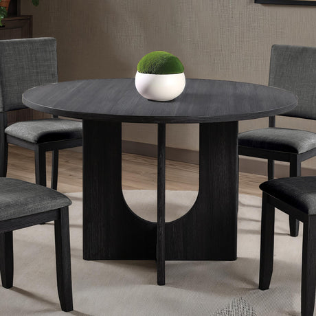 Oberto Dark Gray Round Dining Table from Furniture of America - Luna Furniture