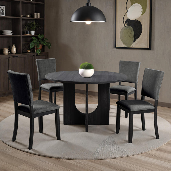 Oberto Dark Gray 5-Piece Round Dining Room Set