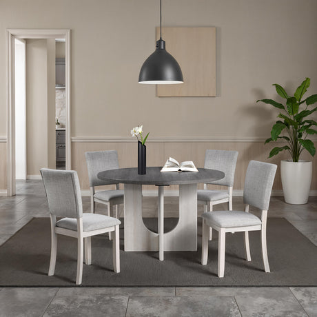 Oberto Gray Round Dining Table from Furniture of America - Luna Furniture