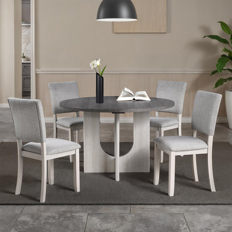 Oberto Gray 5-Piece Round Dining Room Set from Furniture of America - Luna Furniture