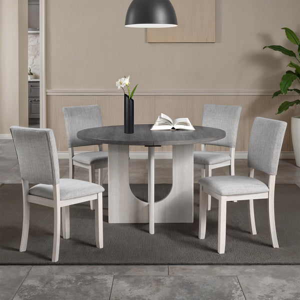 Oberto Gray 5-Piece Round Dining Room Set