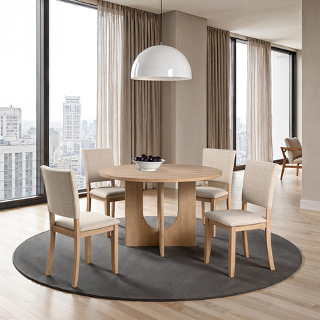 Oberto Natural Round Dining Table from Furniture of America - Luna Furniture