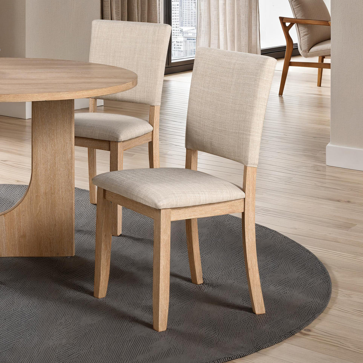 Oberto Natural Upholstered Side Chair (4/Ctn) from Furniture of America - Luna Furniture