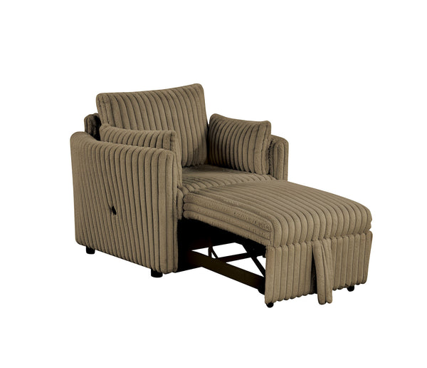 Denholme Brown Upholstered Chair with Pull-Out Footrest